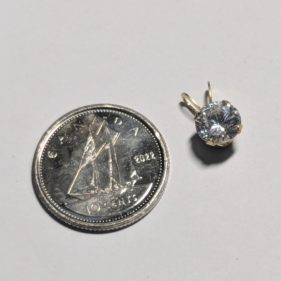 Round CZ  Solitaire Pendant 14K Yellow Gold 6MM - Picture 3 of 7